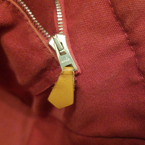 Hermes Burgundy Canvas Tote Bag - Picture 8 of 8